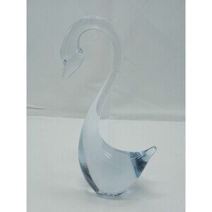 Art Glass Swan Pale Blue Hand Blown Murano Style MCM Mid Century SOMMERSO